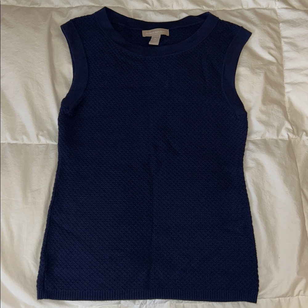 Banana Republic Navy Blue Textured Knit Shell